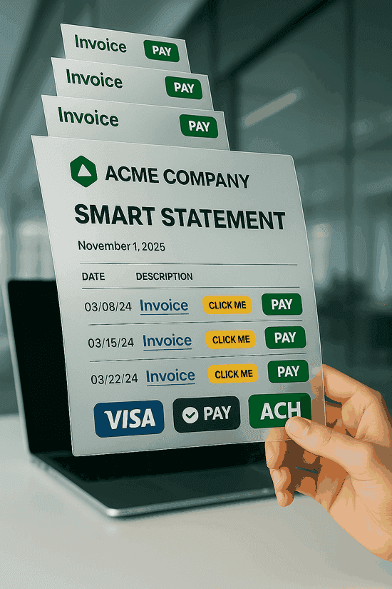 QLink-Pay SMART Statement - Clickable invoices with payment buttons